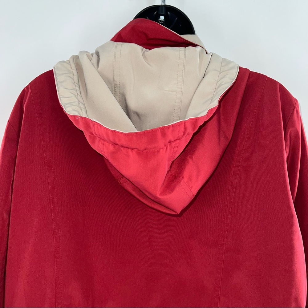 Nautica Women's Red/Tan Utility Jacket w/Removable Hood Zipper/Snaps Front-XLP - Picture 8 of 15